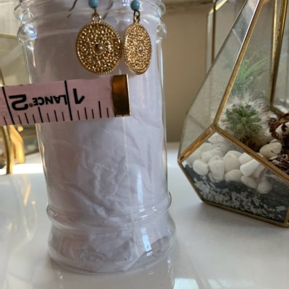 Gold Tone Circular dangle earrings - Picture 5 of 5